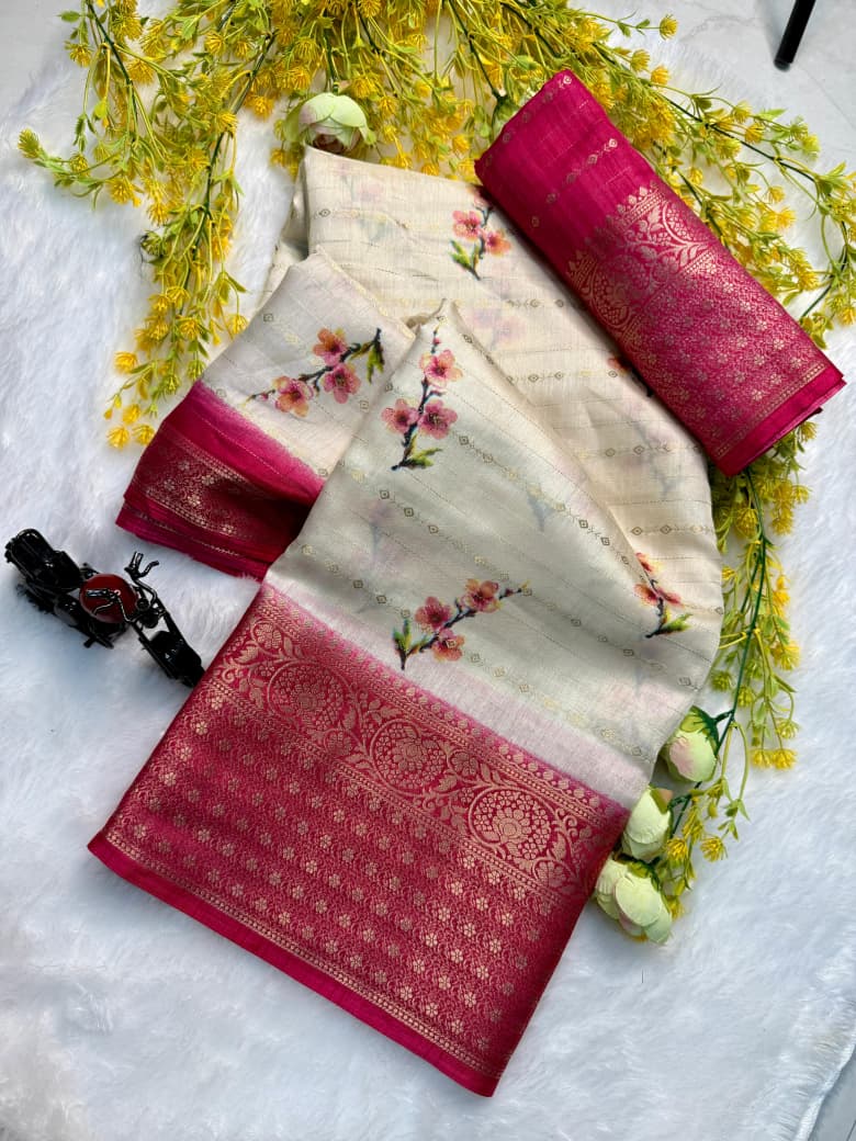 Kayatri New Premium Dola Silk Saree with Original Jacquard Jari Border
