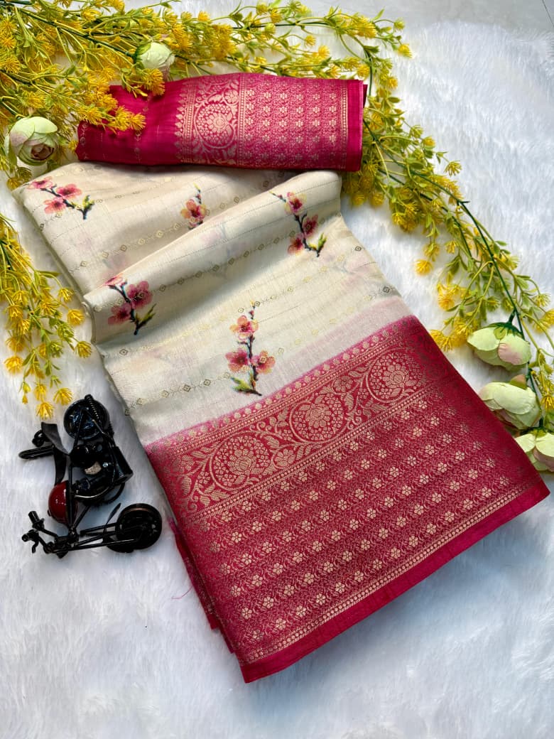 Kayatri New Premium Dola Silk Saree with Original Jacquard Jari Border