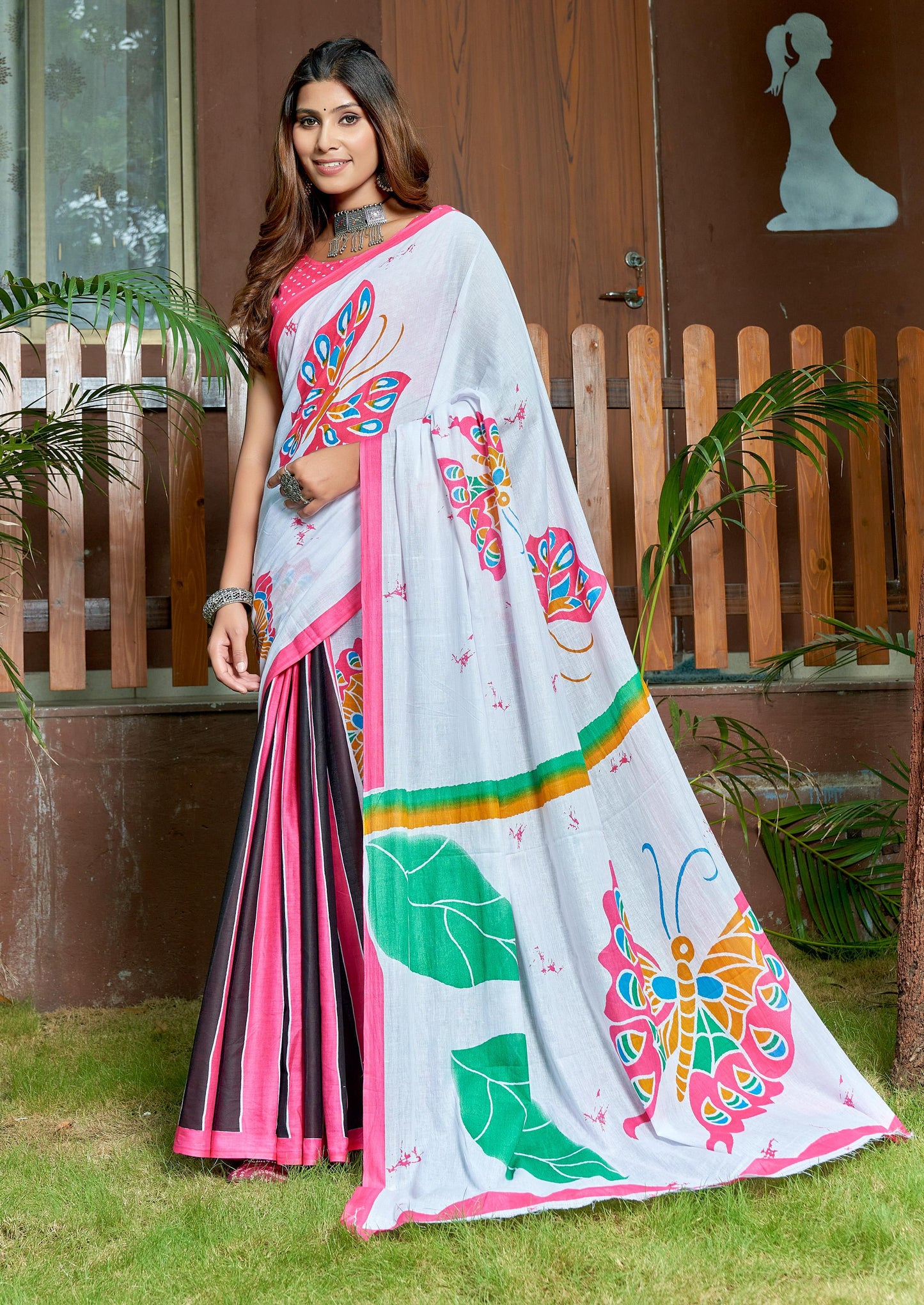 Kayatri New Designer Bagru Fancy Hand Printed Saree in Mulmul Cotton