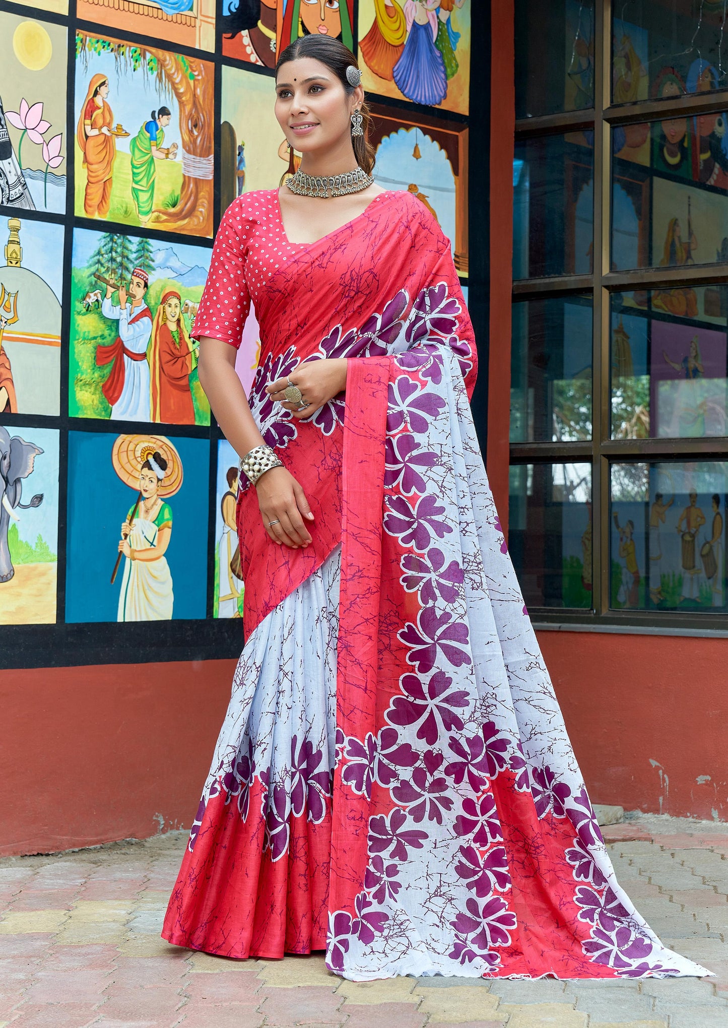 Kayatri New Designer Bagru Fancy Hand Printed Saree in Mulmul Cotton
