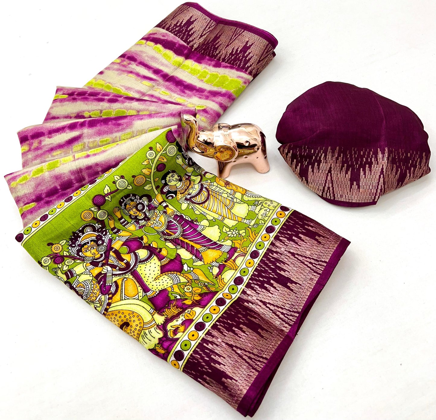 Kayatri New Soft Mulmul Cotton Silk Saree with Pichwai Concept & Pen Kalamkari Pallu