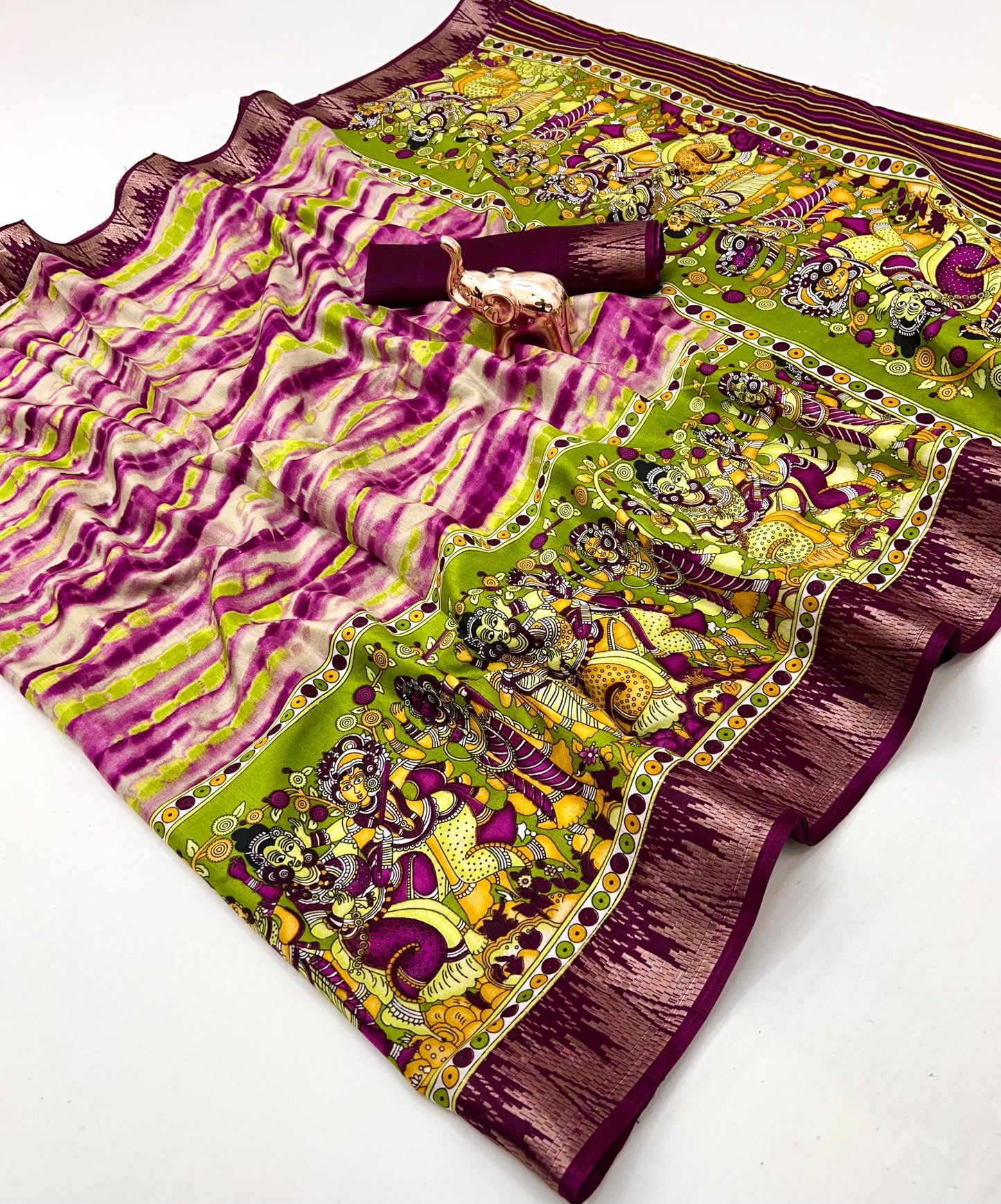 Kayatri New Soft Mulmul Cotton Silk Saree with Pichwai Concept & Pen Kalamkari Pallu