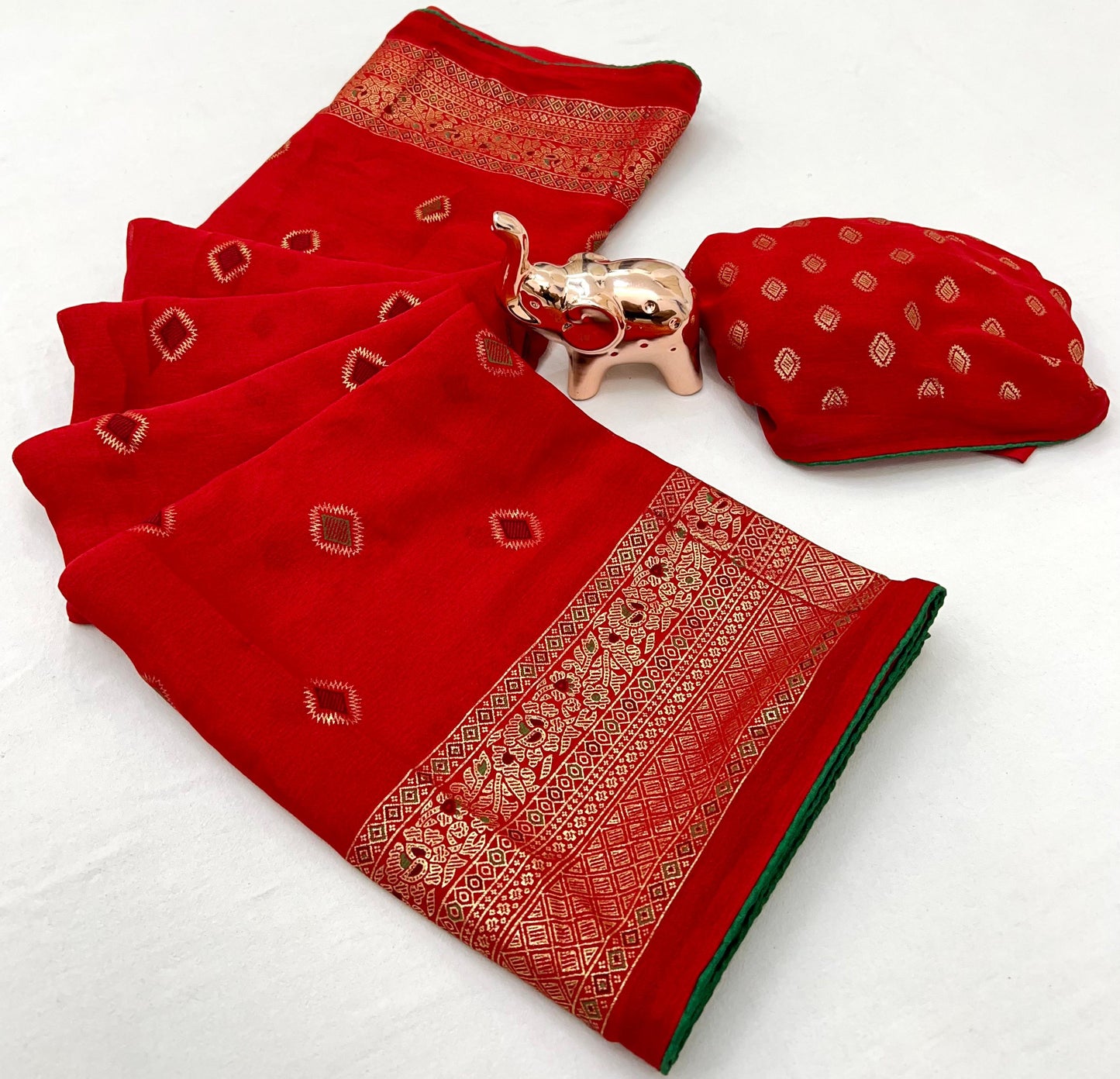 Kayatri New Bamber Viscose Georgette Saree with Foil & Ikat Print Blouse