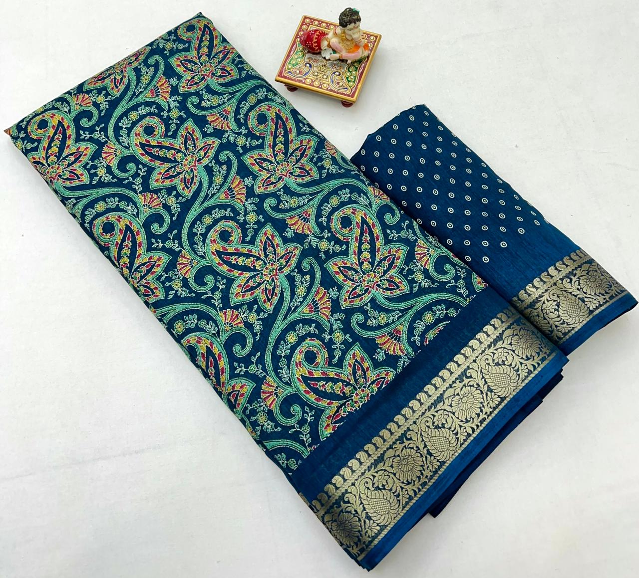 Kayatri New Elegant Dola Silk Saree with Zari Woven Border & Running Blouse
