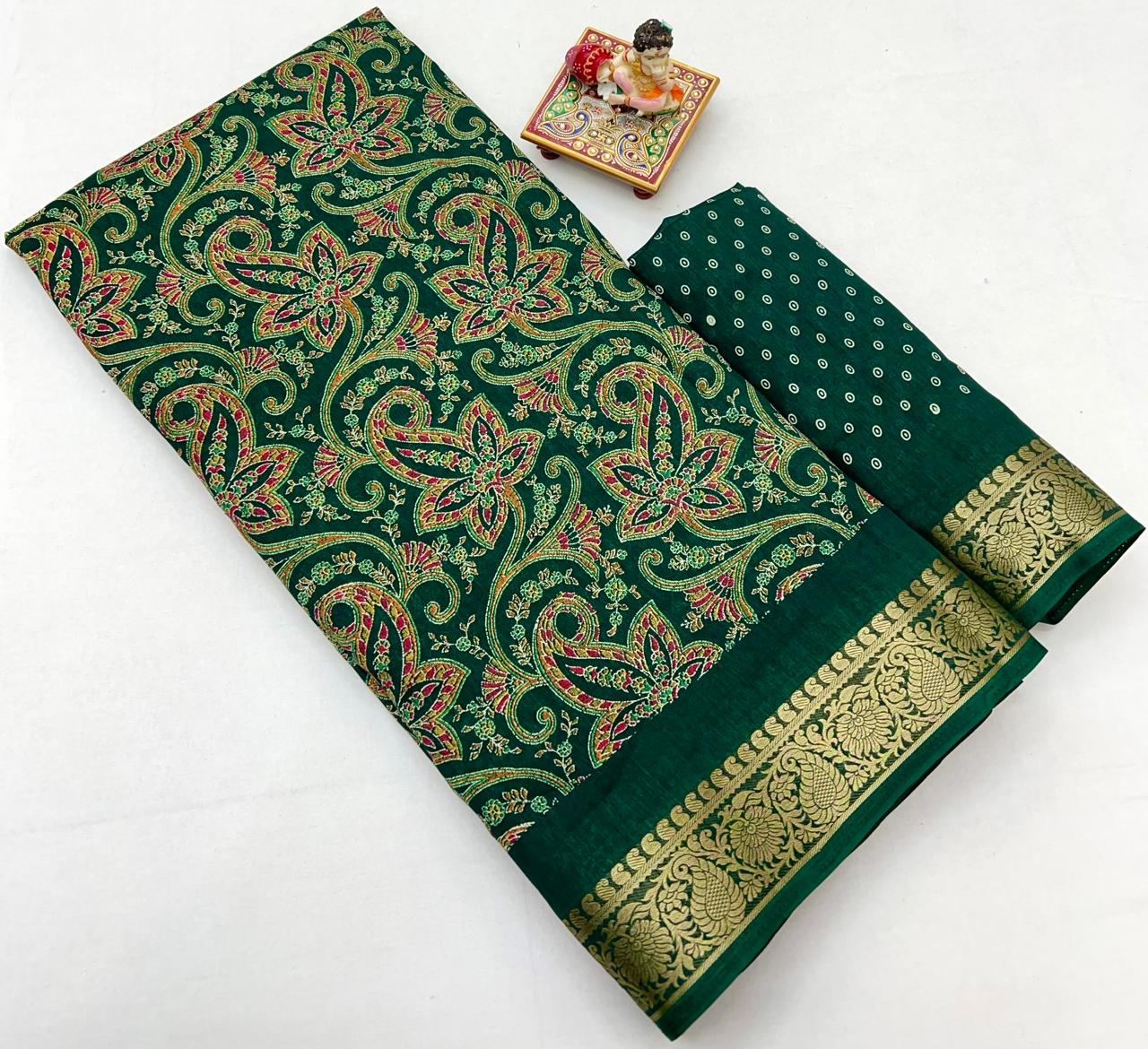 Kayatri New Elegant Dola Silk Saree with Zari Woven Border & Running Blouse