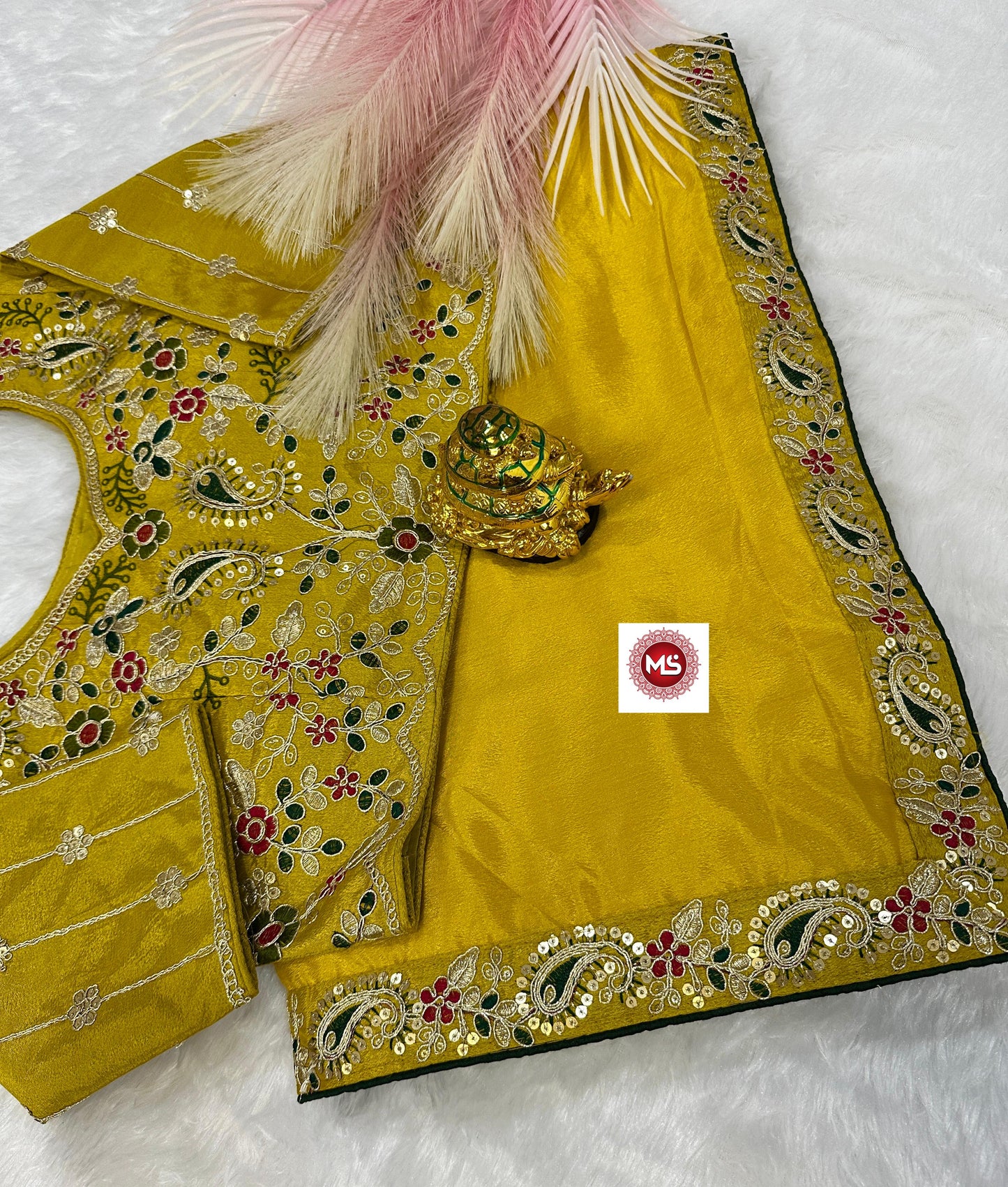 Kayatri New Premium Silk Chinon Saree with Heavy Embroidery & Sequin Border | Fully Stitched Blouse