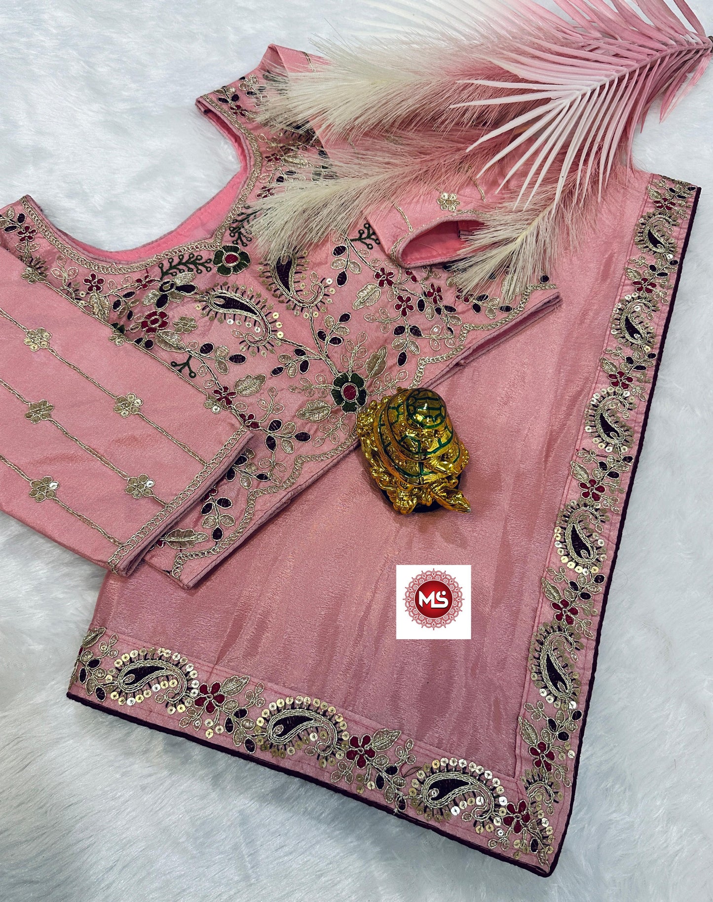 Kayatri New Premium Silk Chinon Saree with Heavy Embroidery & Sequin Border | Fully Stitched Blouse