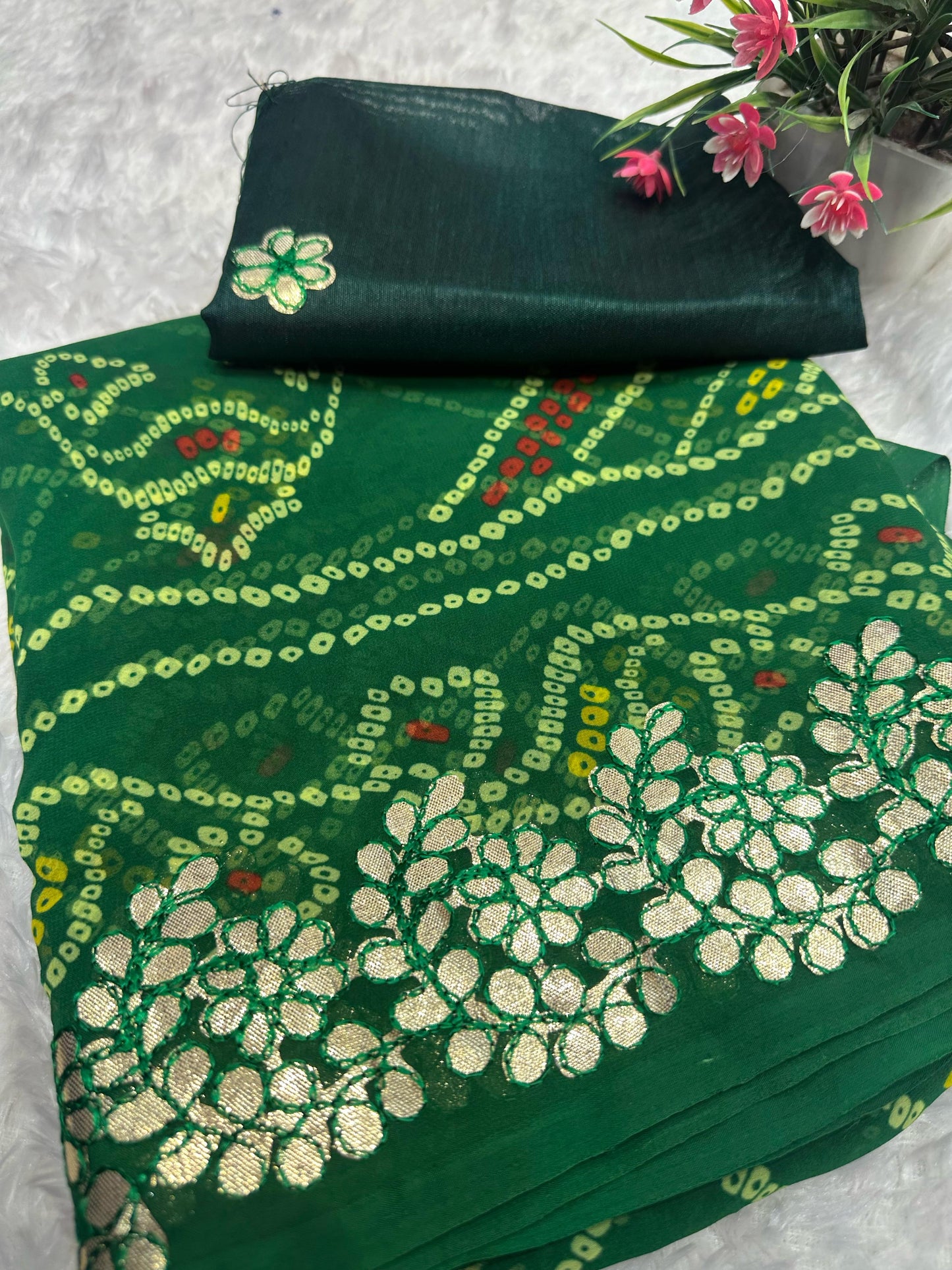 Kayatri New Stylish Georgette Party Wear Saree with Gota Patti & Matching Blouse