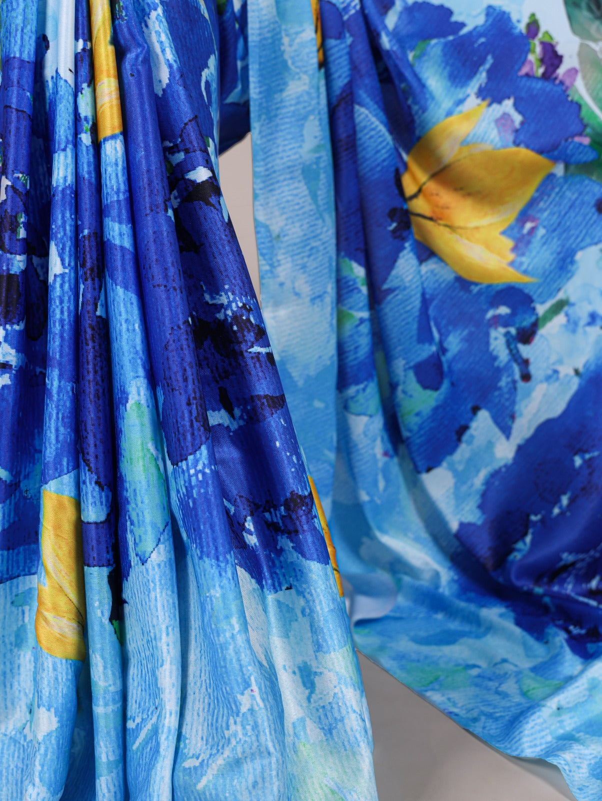 Kayatri New Elegant Satin Silk Printed Saree with Moonga Silk Hotfix Blouse