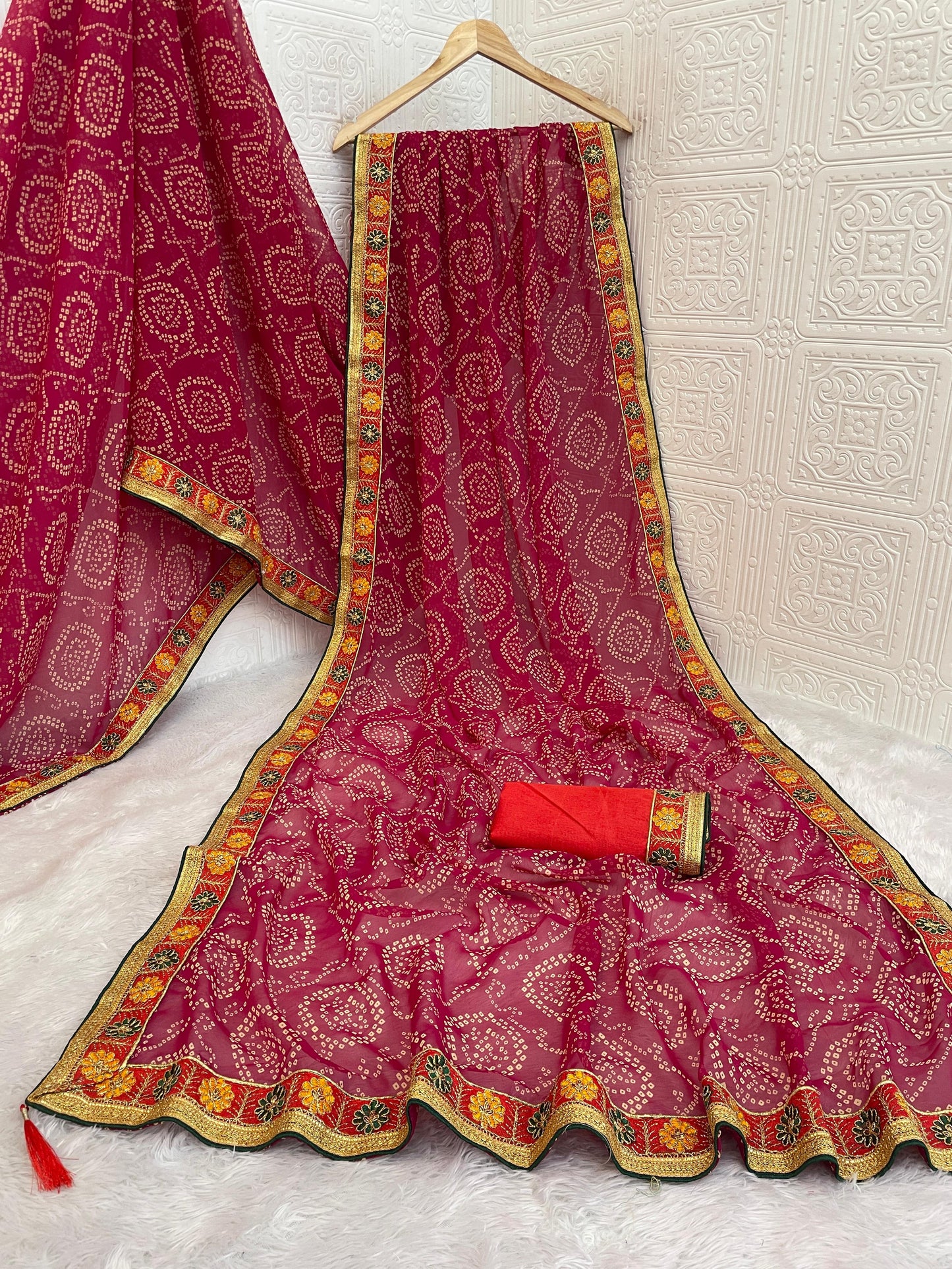 Kayatri New Designer Viscose Georgette Saree with Gota Patti Handwork & Running Blouse