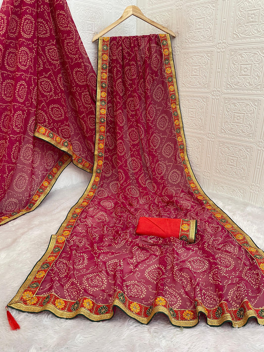 Kayatri New Designer Viscose Georgette Saree with Gota Patti Handwork & Running Blouse