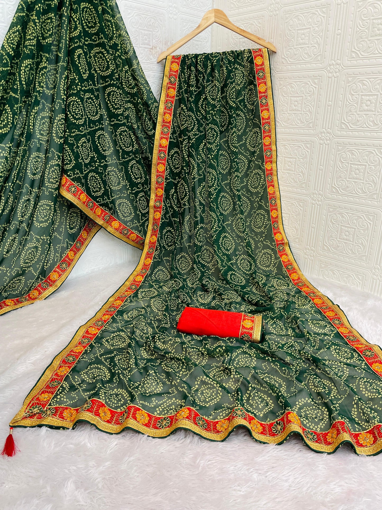 Kayatri New Designer Viscose Georgette Saree with Gota Patti Handwork & Running Blouse