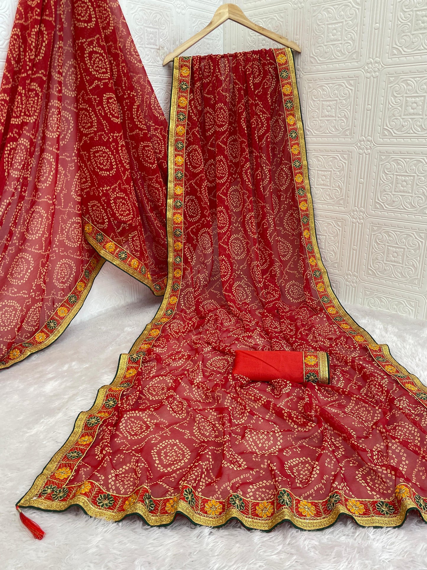 Kayatri New Designer Viscose Georgette Saree with Gota Patti Handwork & Running Blouse