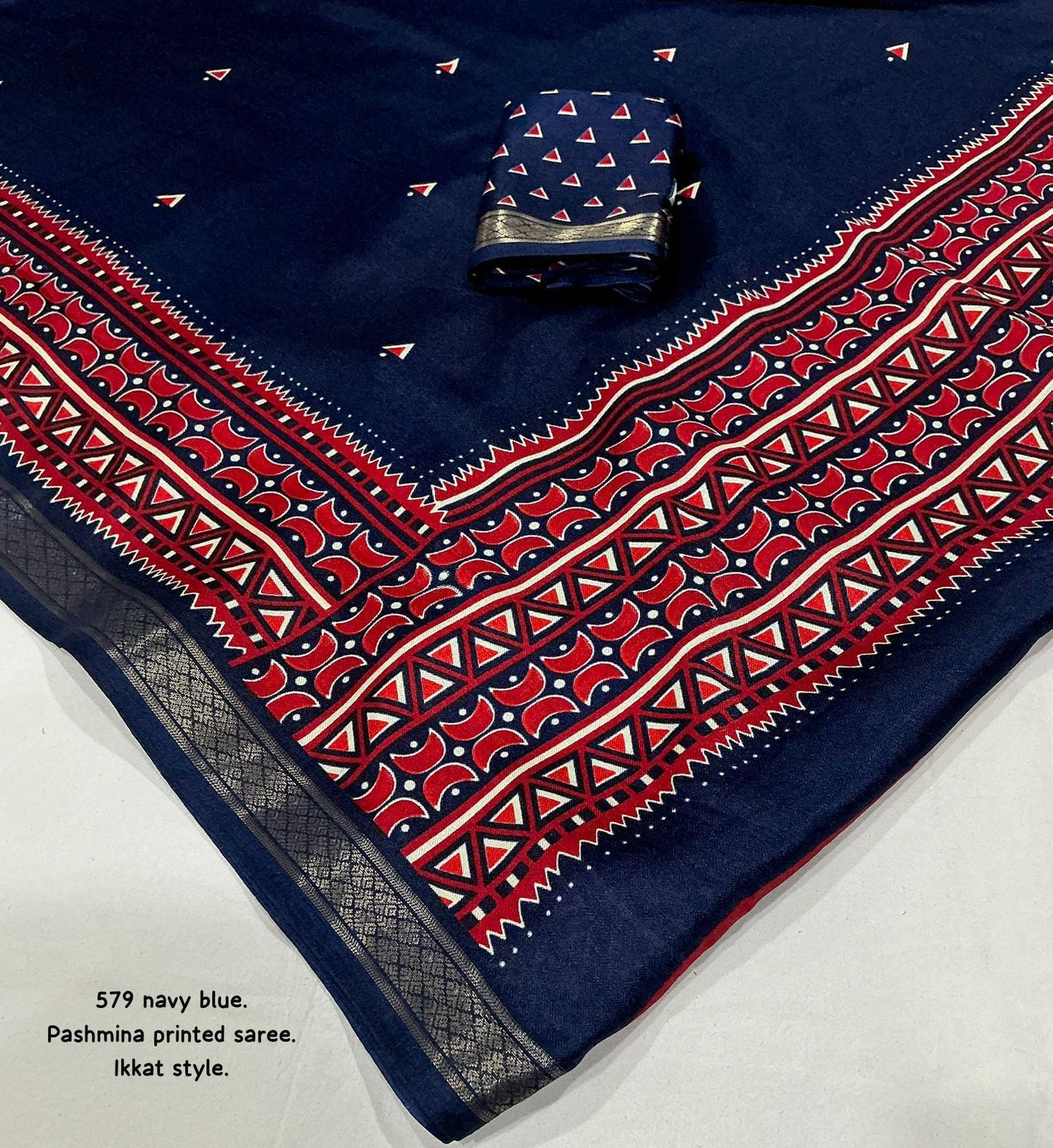 Kayatri New Elegant Soft Pashmina Silk Saree with Ikkat Prints & Zari Pattu Border