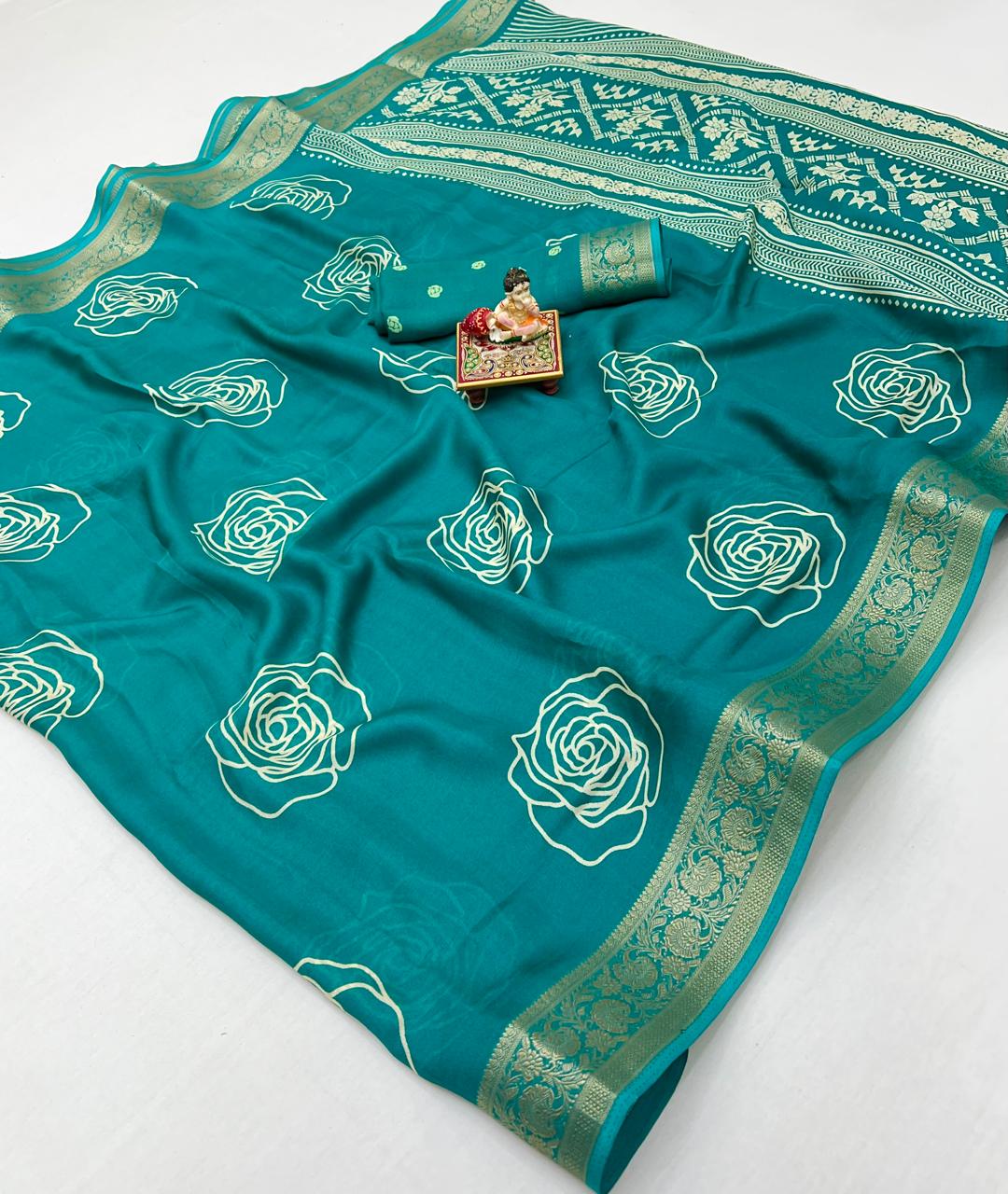 Kayatri New Launch Calcutta Moss Mellow Georgette Sarees with Zari Borders