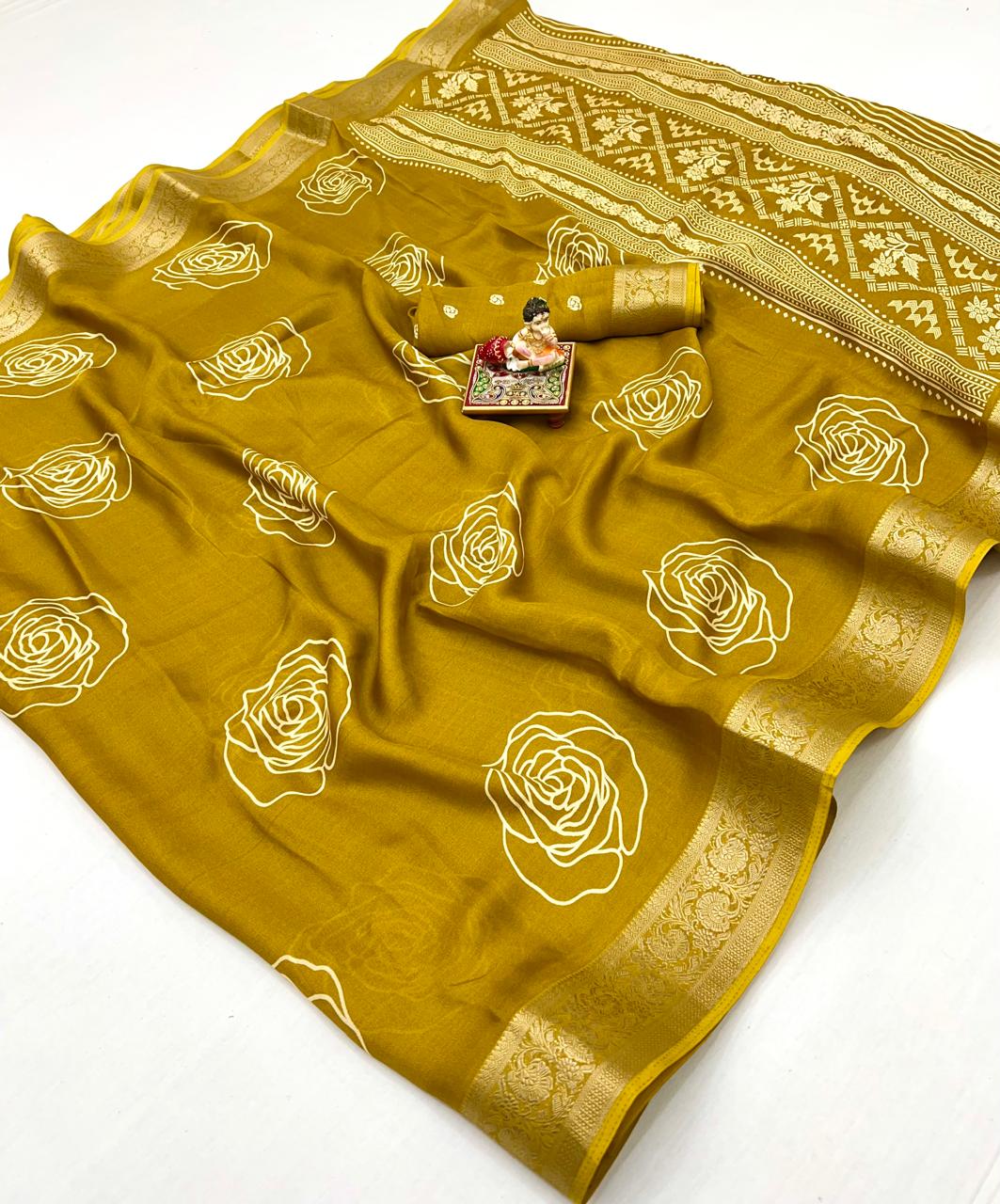 Kayatri New Launch Calcutta Moss Mellow Georgette Sarees with Zari Borders