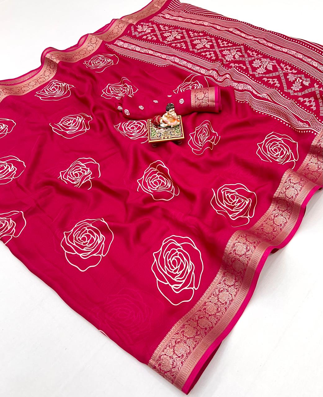 Kayatri New Launch Calcutta Moss Mellow Georgette Sarees with Zari Borders