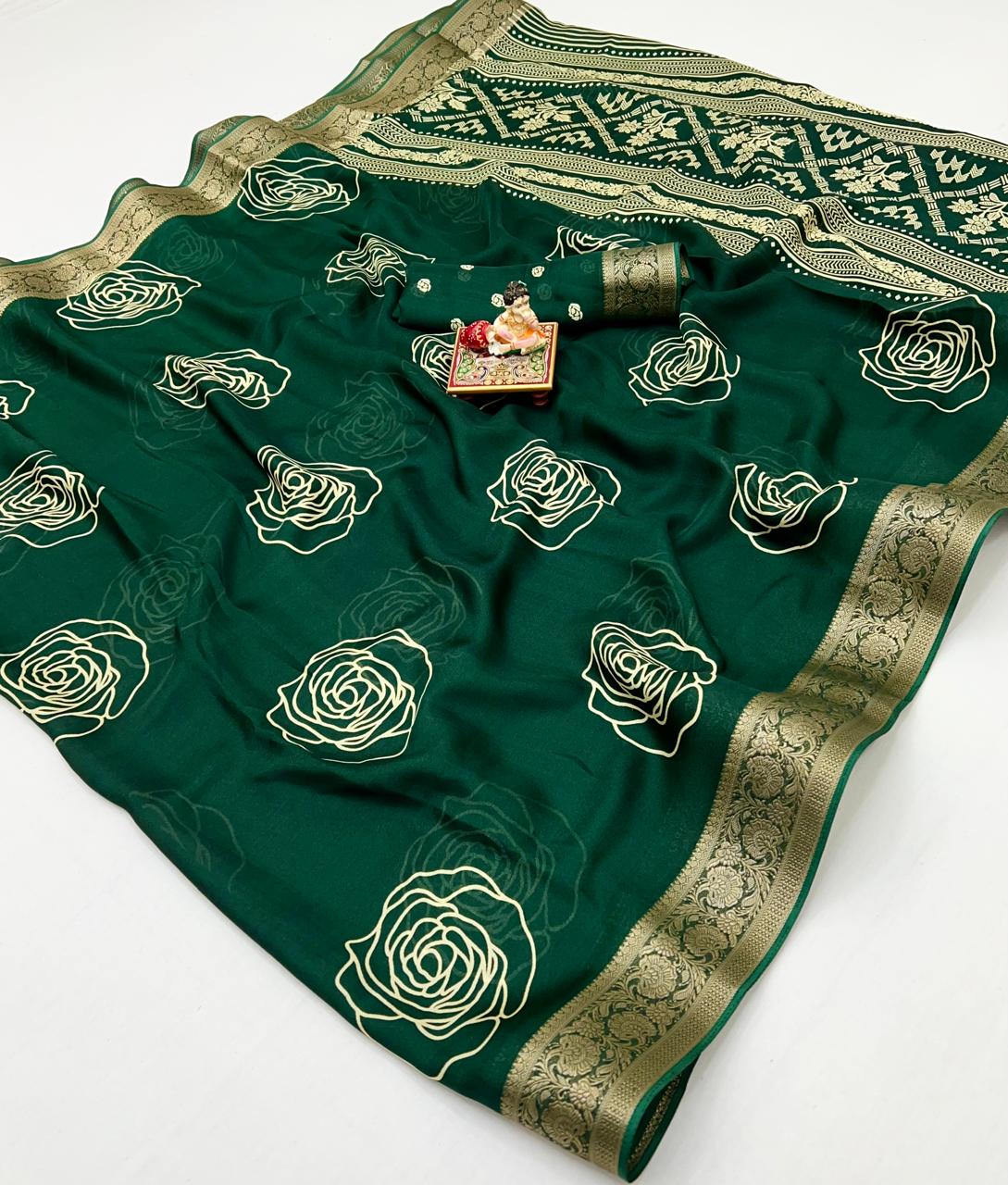 Kayatri New Launch Calcutta Moss Mellow Georgette Sarees with Zari Borders