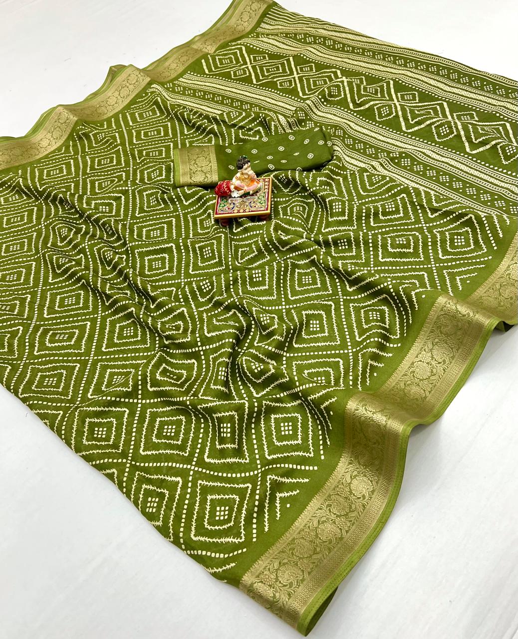 Kayatri New Launching Pure Calcutta Moss Mellow Georgette Sarees with Exclusive Prints & Zari Border