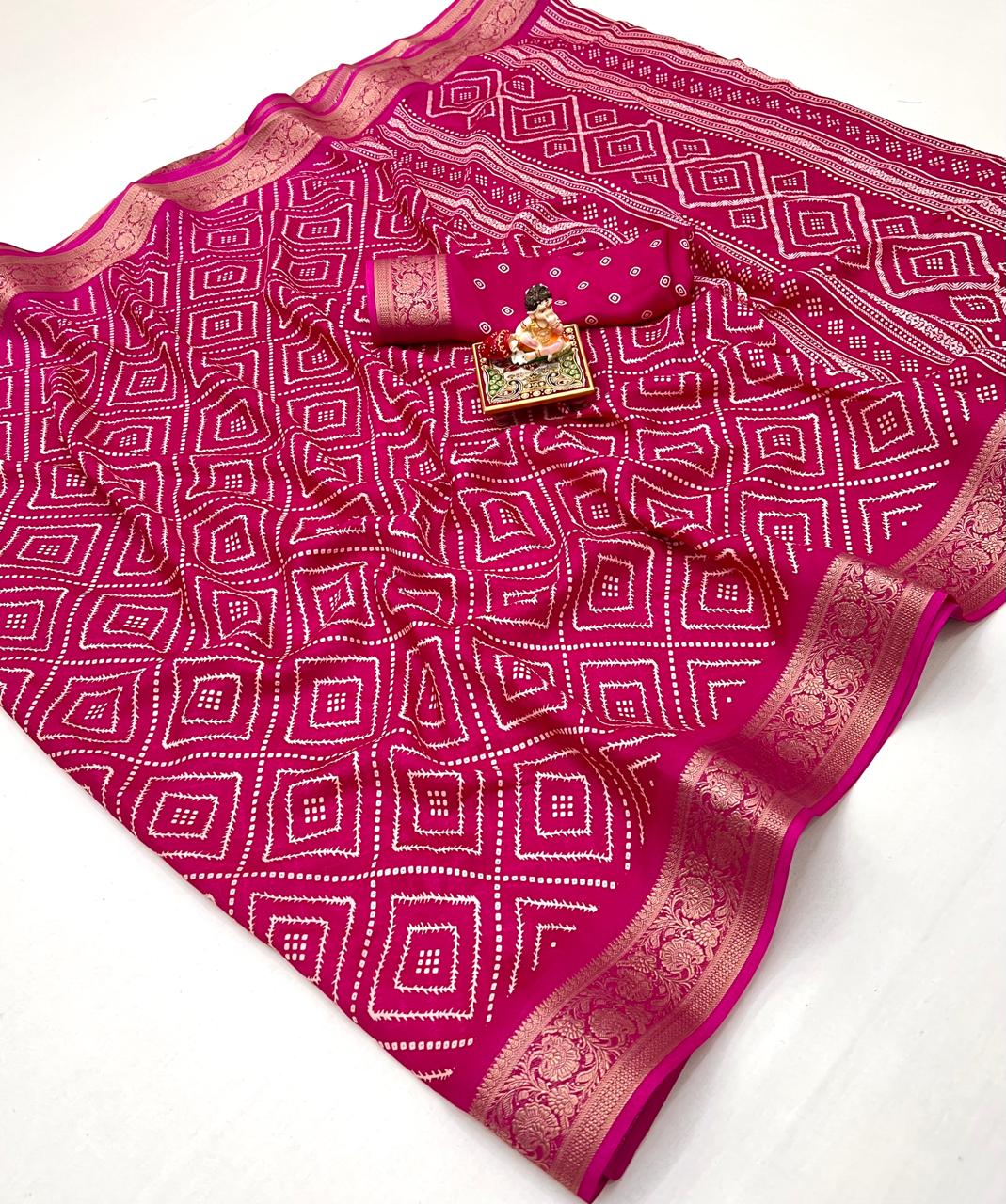 Kayatri New Launching Pure Calcutta Moss Mellow Georgette Sarees with Exclusive Prints & Zari Border