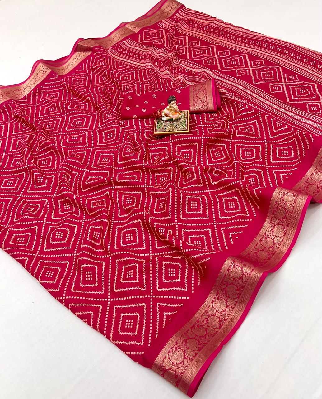 Kayatri New Launching Pure Calcutta Moss Mellow Georgette Sarees with Exclusive Prints & Zari Border