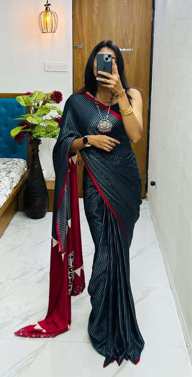 Kayatri New Pure Gajji Soft Silk Saree with Ajrakh Bandhej