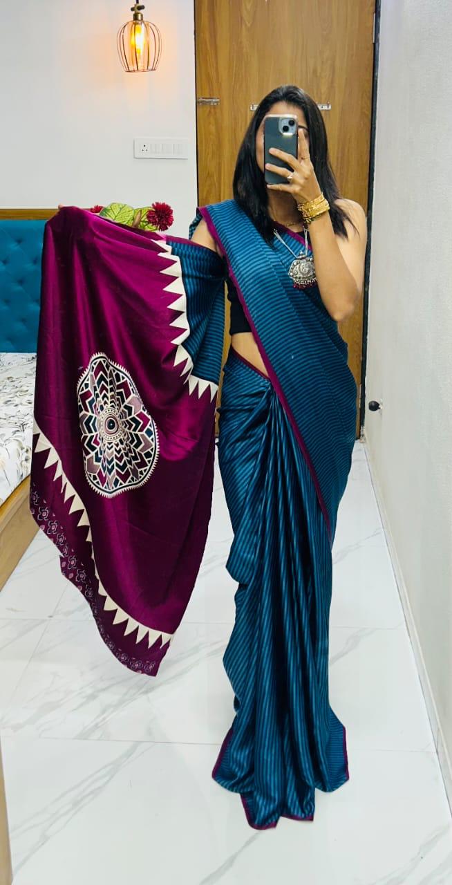 Kayatri New Pure Gajji Soft Silk Saree with Ajrakh Bandhej
