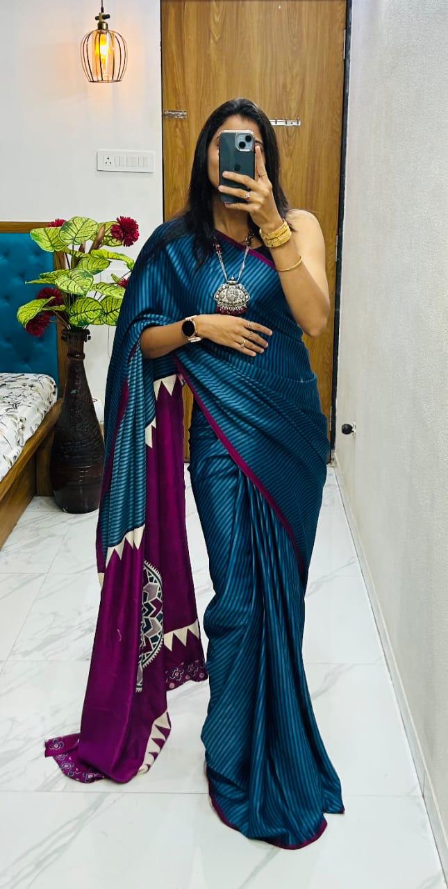 Kayatri New Pure Gajji Soft Silk Saree with Ajrakh Bandhej