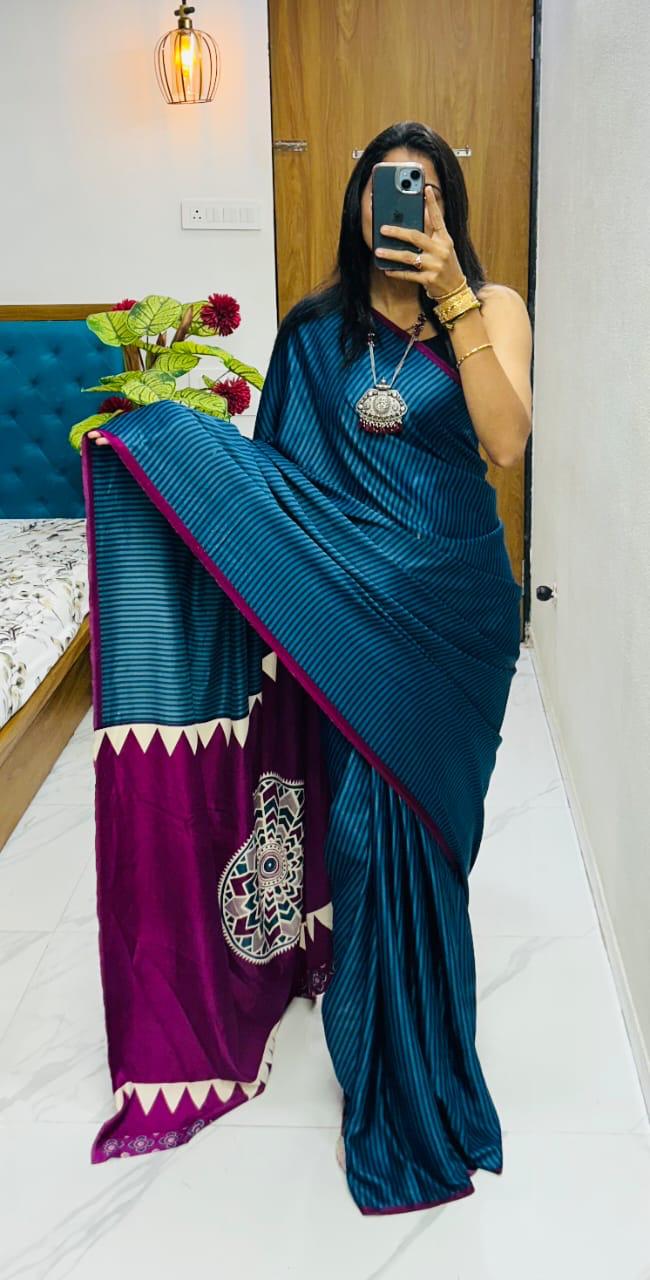 Kayatri New Pure Gajji Soft Silk Saree with Ajrakh Bandhej