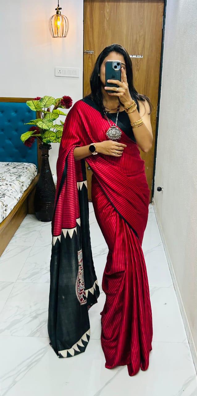 Kayatri New Pure Gajji Soft Silk Saree with Ajrakh Bandhej