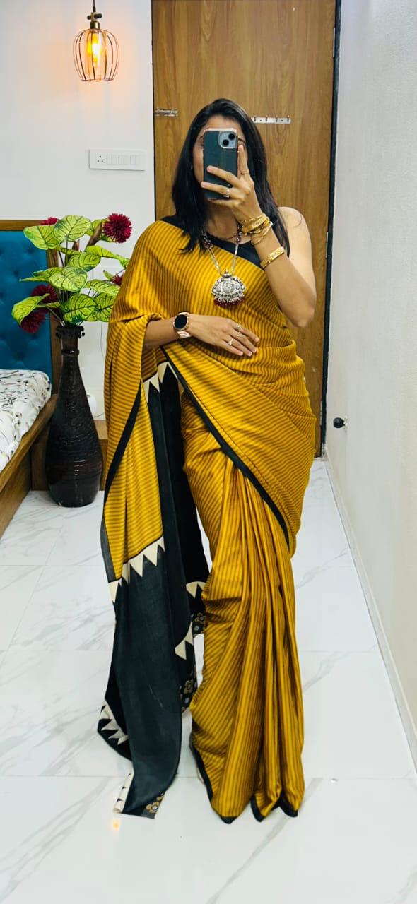 Kayatri New Pure Gajji Soft Silk Saree with Ajrakh Bandhej