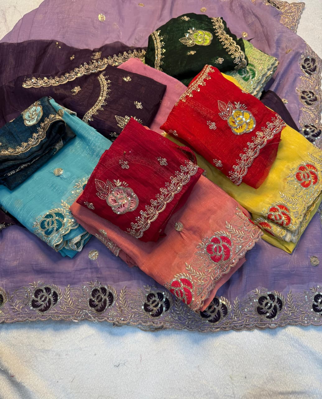 Kayatri New Designer Crunchy Saree with Elegant Sequin Embroidery and Stylish Blouse