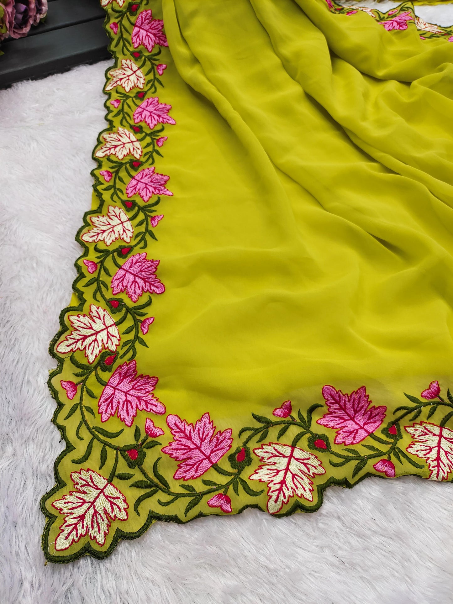 Kayatri New Premium Pastel Saree Soft Georgette with Elegant Embroidery