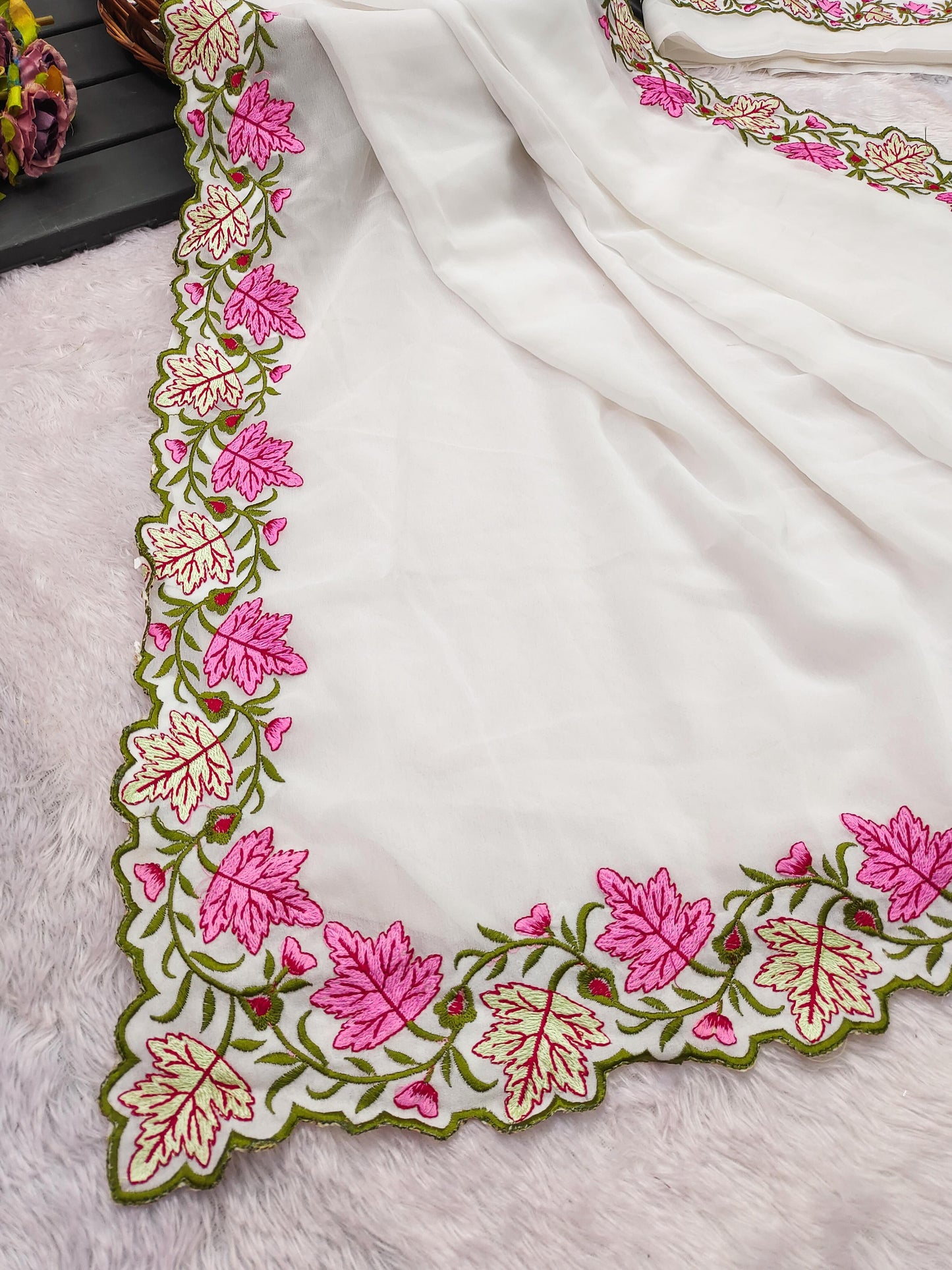 Kayatri New Premium Pastel Saree Soft Georgette with Elegant Embroidery