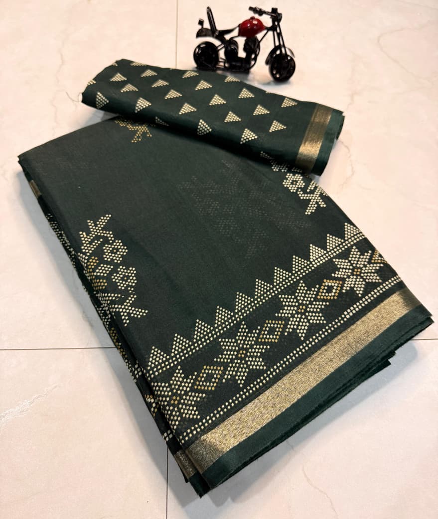 Kayatri New Traditional Cotton Premium Saree with Kalamkari Design & Zari Border