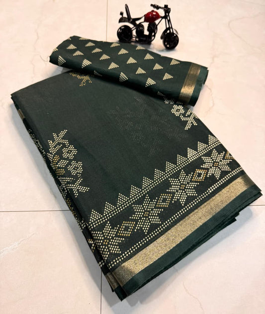 Kayatri New Traditional Cotton Premium Saree with Kalamkari Design & Zari Border