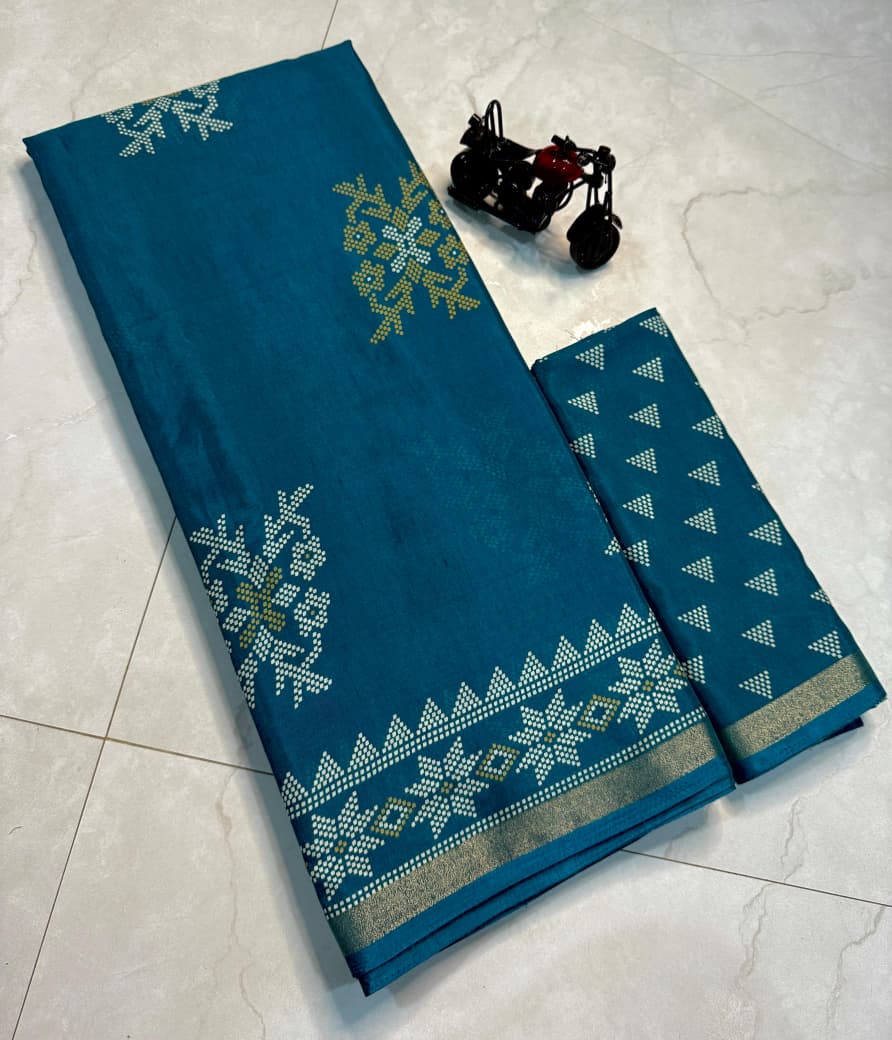 Kayatri New Traditional Cotton Premium Saree with Kalamkari Design & Zari Border
