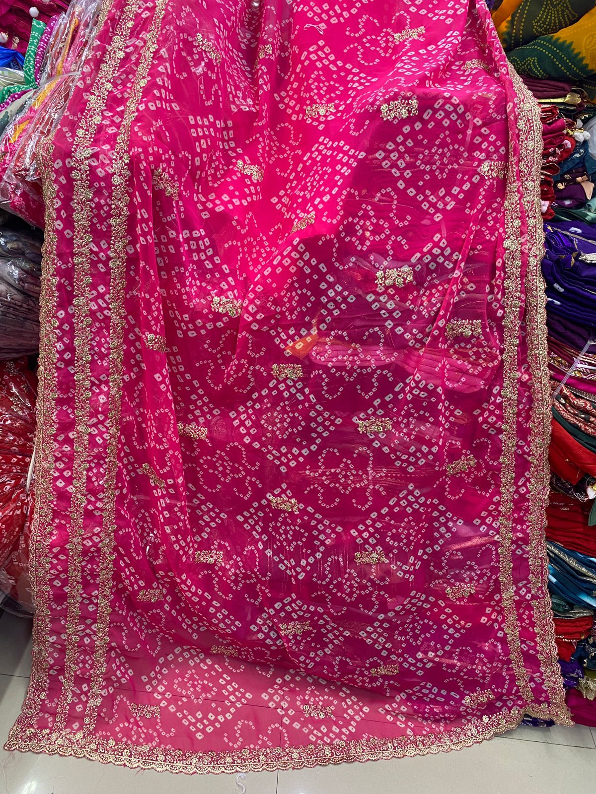 Kayatri New Designer Bandhani Print Georgette Saree with Mono Banglori Blouse