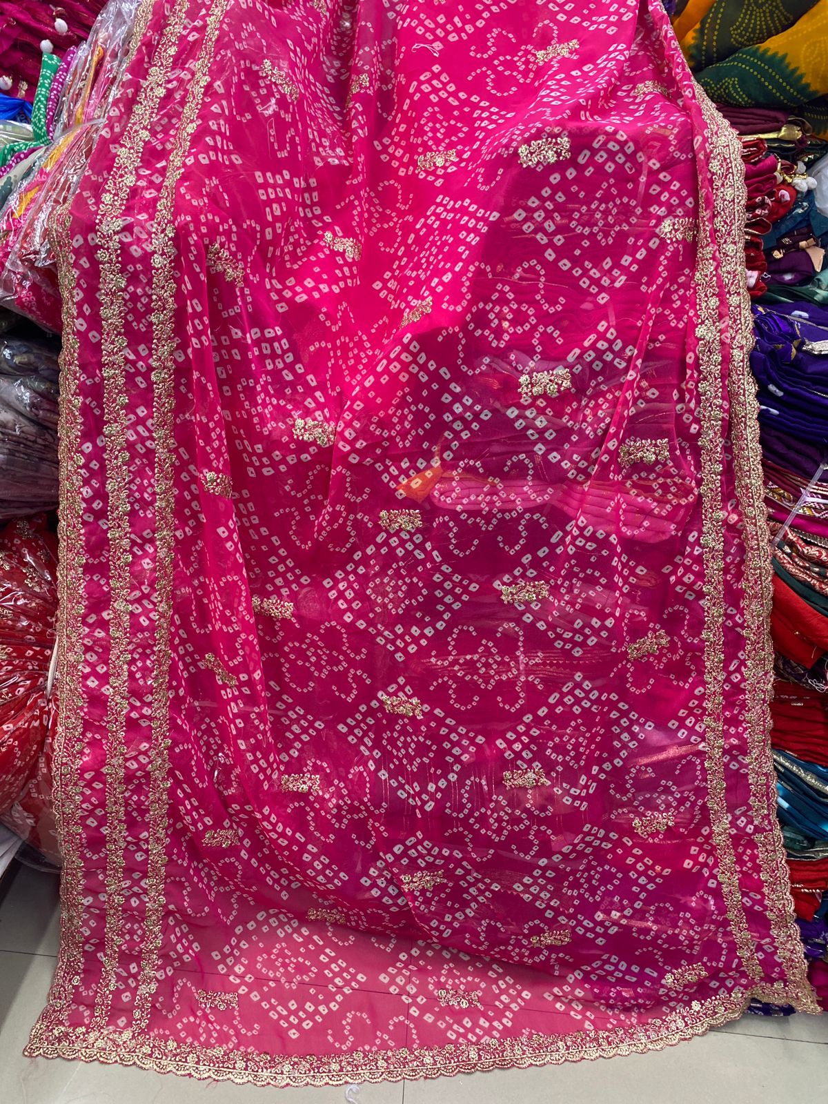 Kayatri New Designer Bandhani Print Georgette Saree with Mono Banglori Blouse