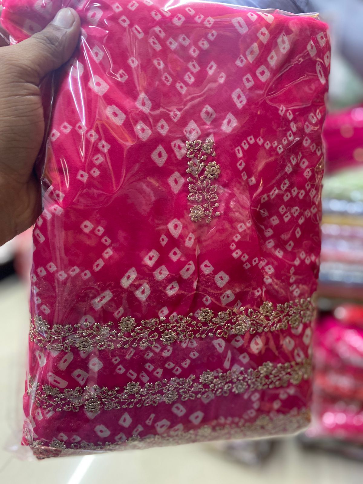 Kayatri New Designer Bandhani Print Georgette Saree with Mono Banglori Blouse