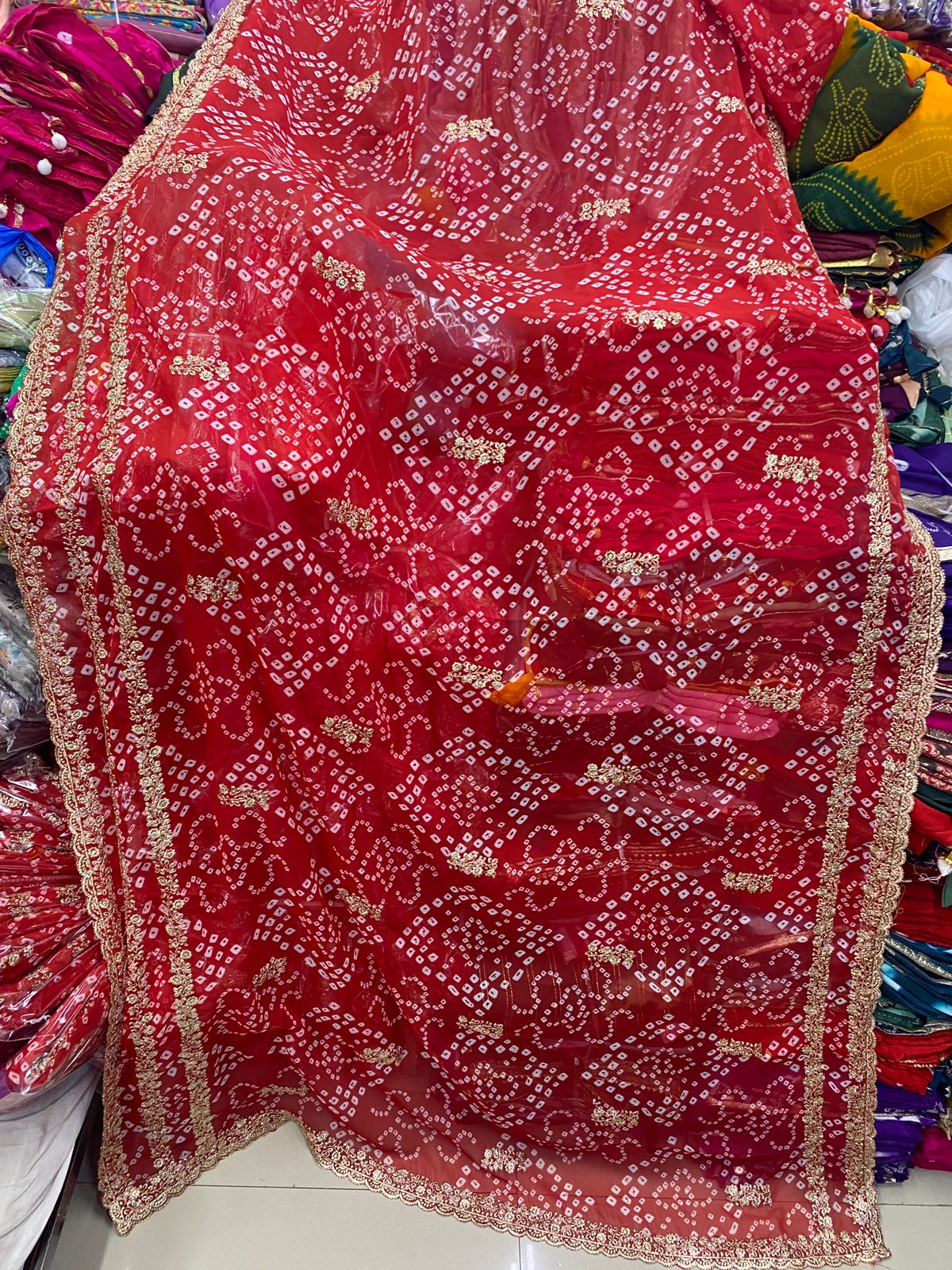 Kayatri New Designer Bandhani Print Georgette Saree with Mono Banglori Blouse