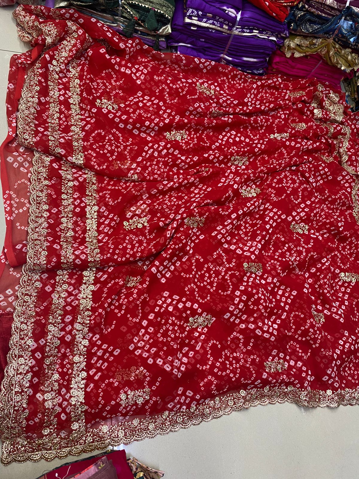 Kayatri New Designer Bandhani Print Georgette Saree with Mono Banglori Blouse