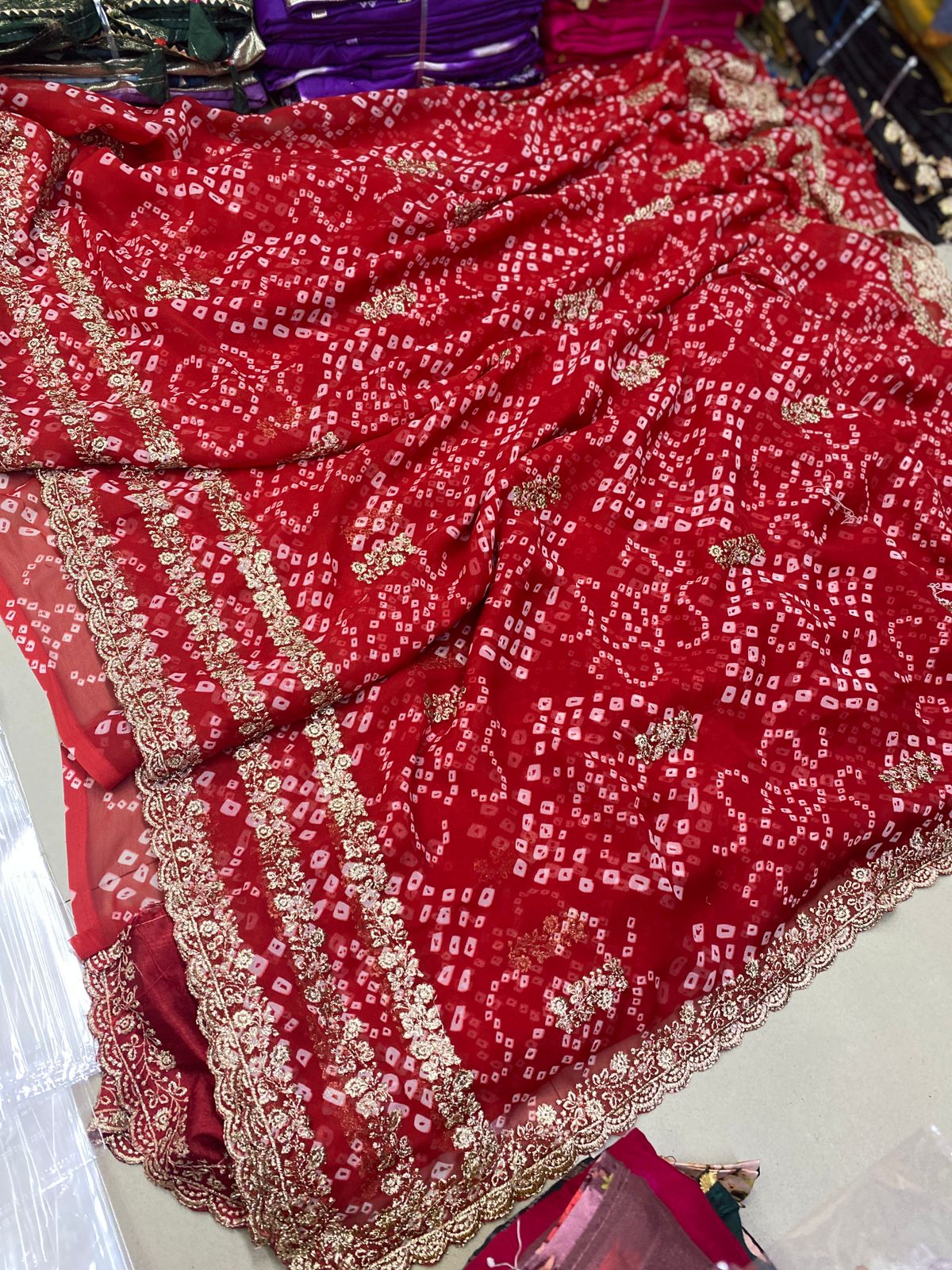 Kayatri New Designer Bandhani Print Georgette Saree with Mono Banglori Blouse