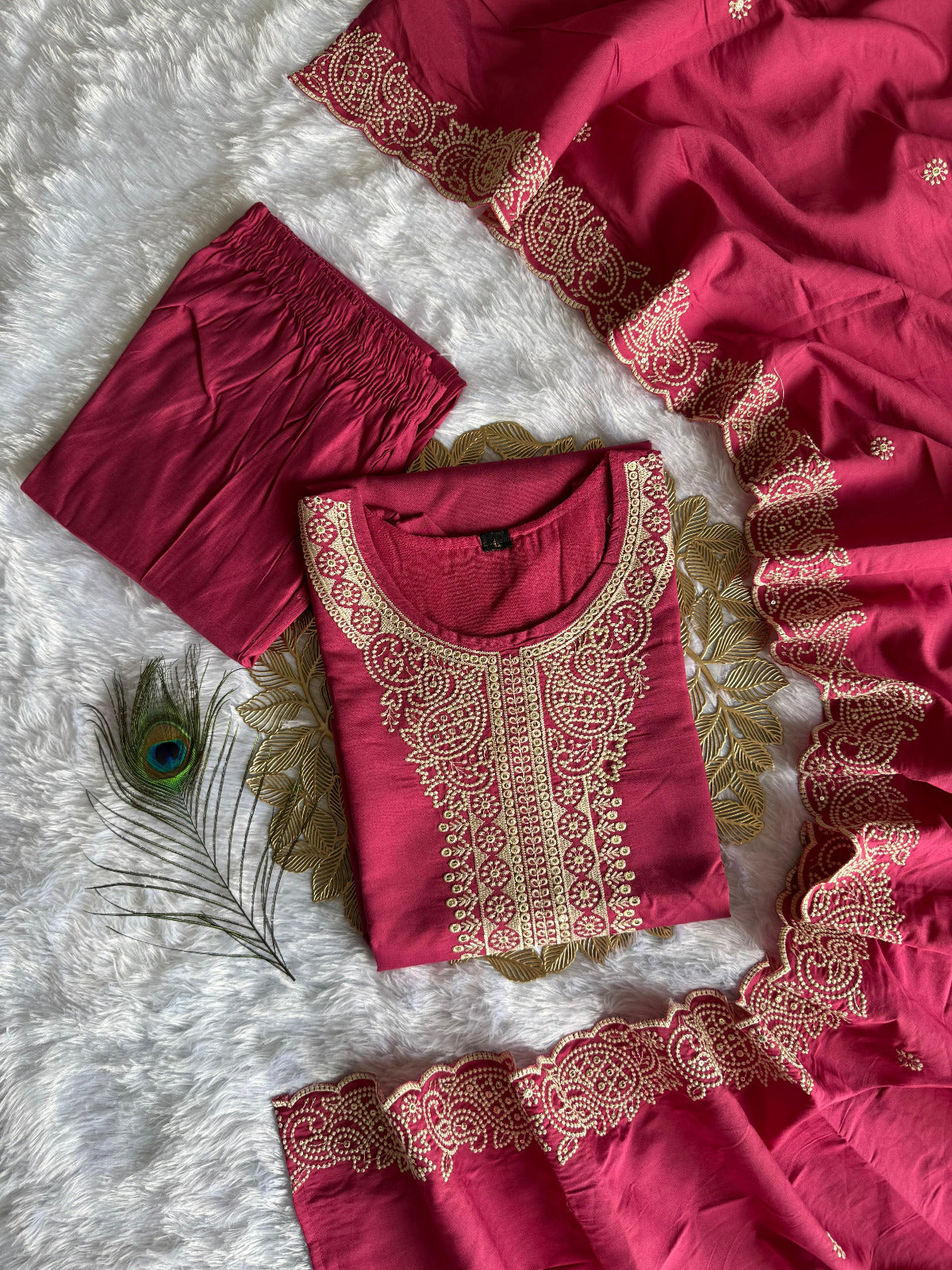 Kayatri New Stylish Roman Silk Kurti Pant Dupatta Suit for Festive Occasions