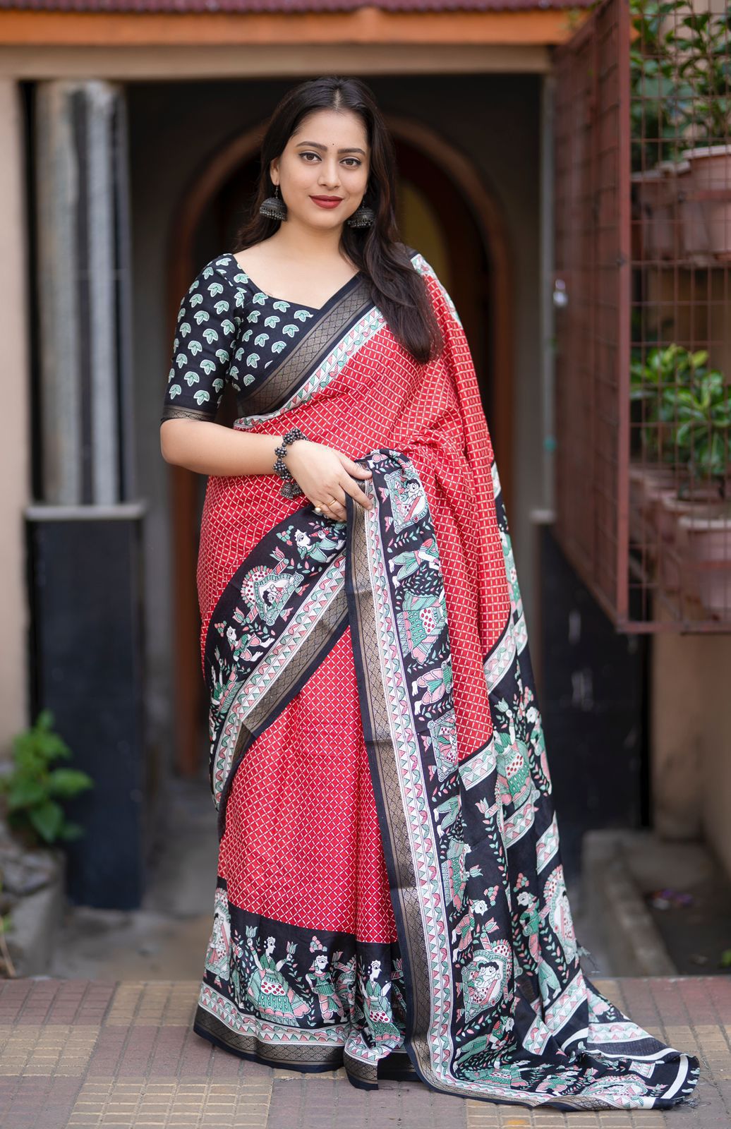Kayatri New Cotton Crepe Saree with Fancy Prints & Zari Pattu Border
