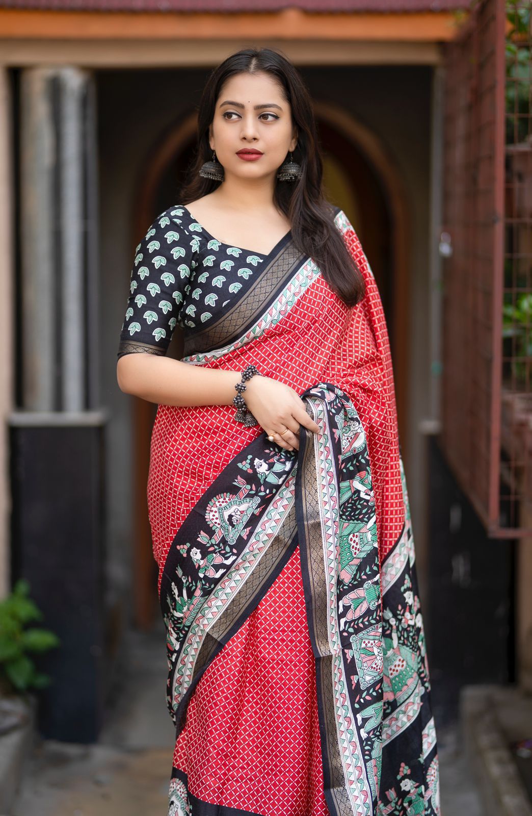 Kayatri New Cotton Crepe Saree with Fancy Prints & Zari Pattu Border