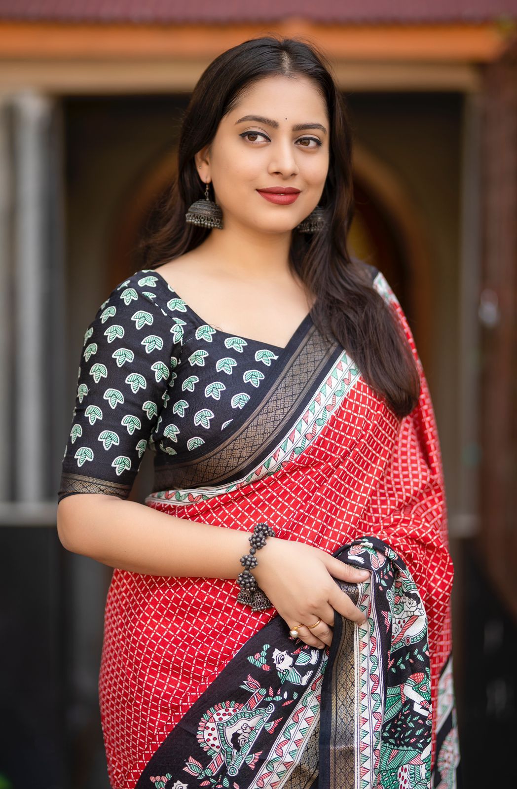 Kayatri New Cotton Crepe Saree with Fancy Prints & Zari Pattu Border