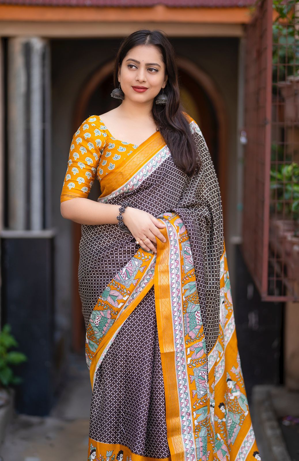Kayatri New Cotton Crepe Saree with Fancy Prints & Zari Pattu Border