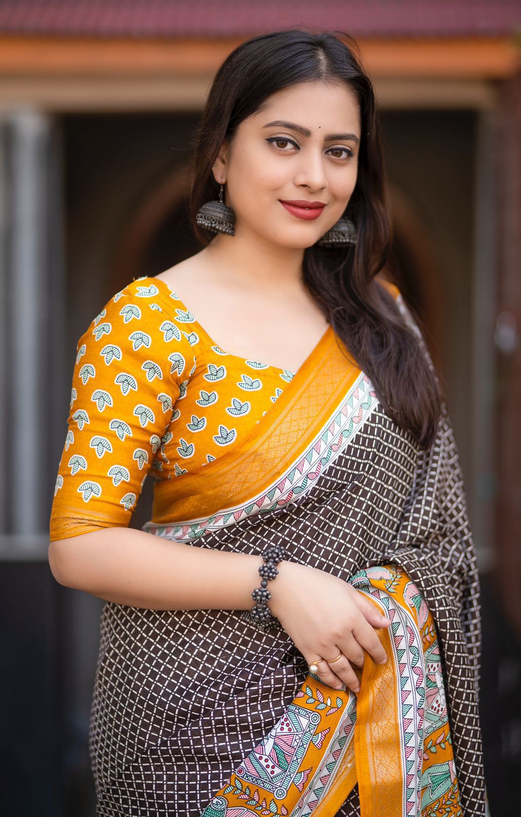 Kayatri New Cotton Crepe Saree with Fancy Prints & Zari Pattu Border