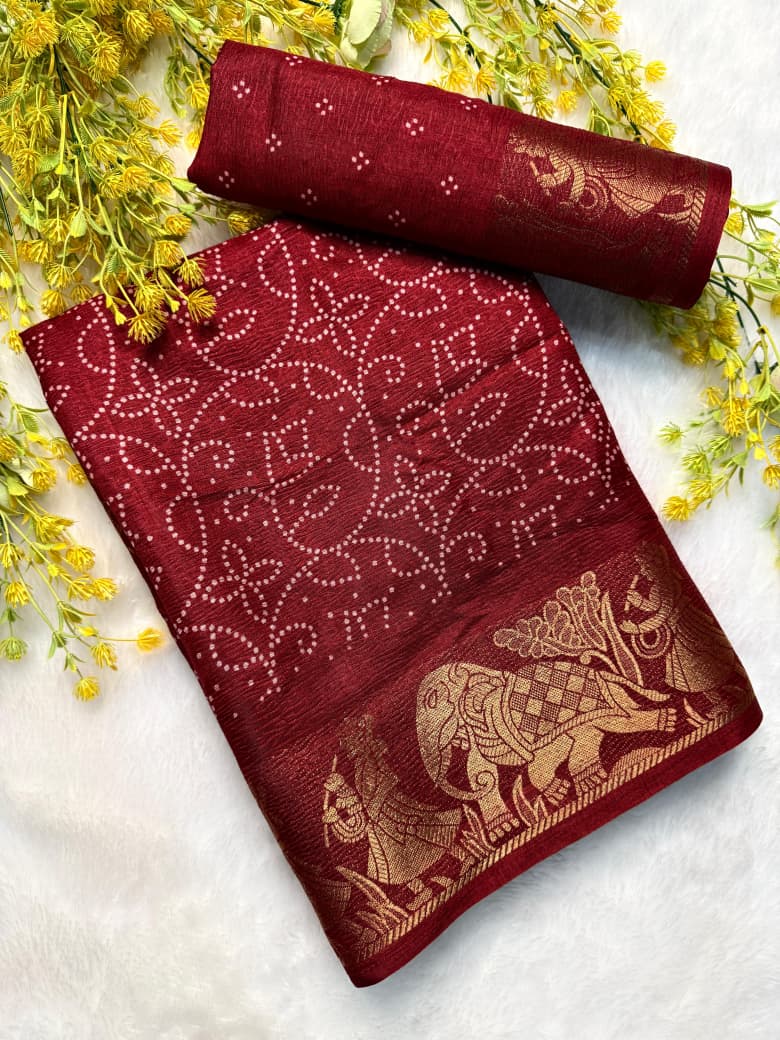 Kayatri New Premium Dola Crepe Crush Saree with Original Border & Running Blous